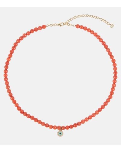 Handmade Gemstone Jewellery |9mm Orange Coral Necklaces|AqBeads.Uk