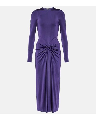 Victoria Beckham Ruched Slim-fit Stretch-woven Midi Dress - Purple