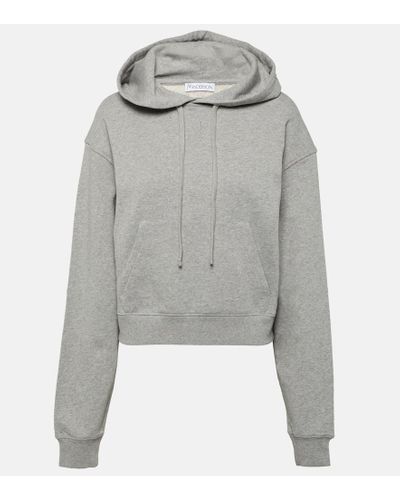 JW Anderson Cropped Cotton Hoodie - Gray