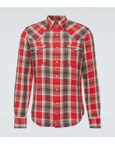 RRL Buffalo West Checked Cotton Twill Shirt - Red