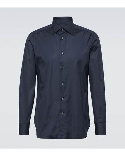 Zegna Camisa oxford de algodon - Azul