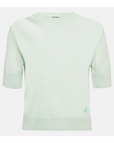 Jil Sander Top aus Wolle - Grün