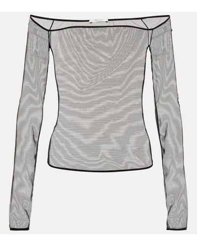 Nensi Dojaka Top de manga larga transparente - Gris