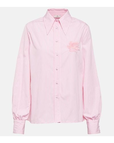 Etro Logo Striped Cotton Shirt - Pink