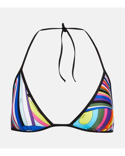 Emilio Pucci Top bikini a triangolo con stampa - Blu