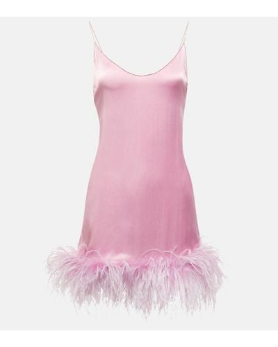 Oséree Plumage Feather-trimmed Minidress - Pink