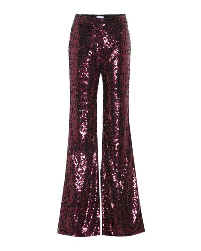 Halpern High-rise Wide-leg Sequined Trousers - Red