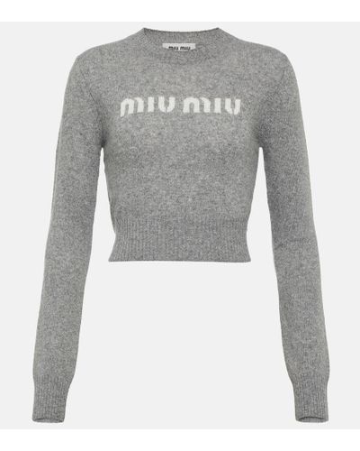 Miu Miu Cropped-Pullover aus Wolle und Kaschmir - Grau