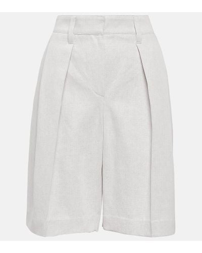 Brunello Cucinelli Bermuda-Shorts aus Baumwolle und Leinen - Weiß