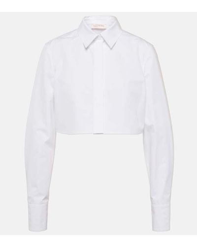 Valentino Camisa cropped de popelin de algodon - Blanco