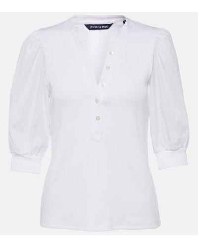 Veronica Beard Top Coralee in misto cotone - Bianco