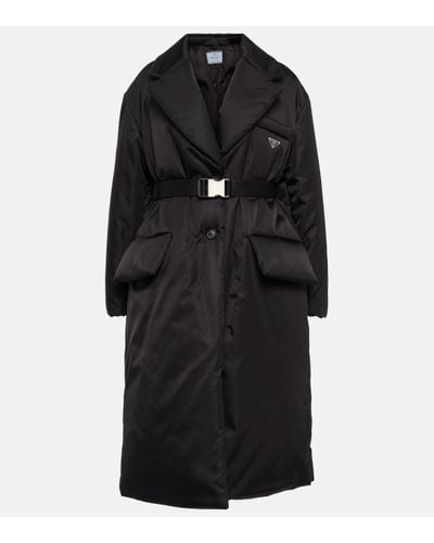 Prada Re-nylon Belted Padded Coat - Black