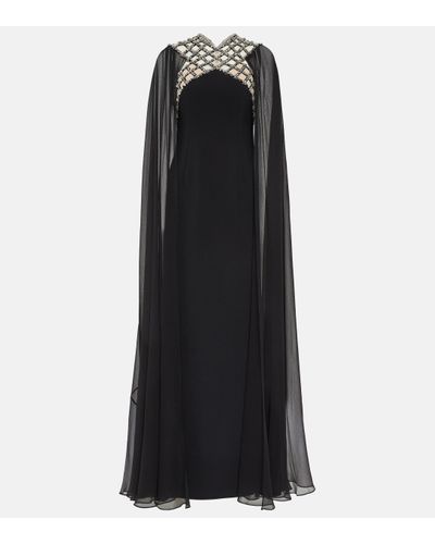 Jenny Packham Natalie Embellished Caped Gown - Black