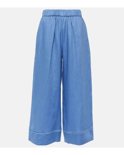 Max Mara Leisure Brama Linen Wide-leg Trousers - Blue