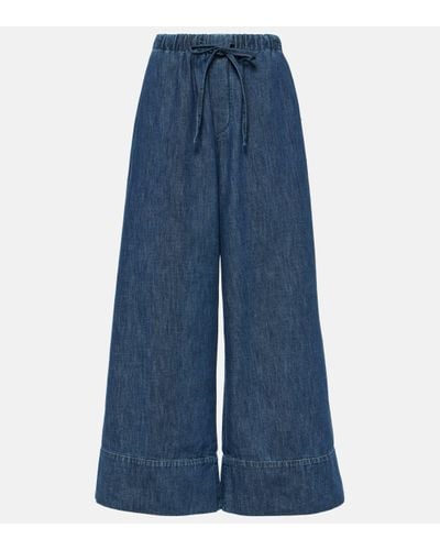 Valentino High-rise Chambray Wide-leg Jeans - Blue