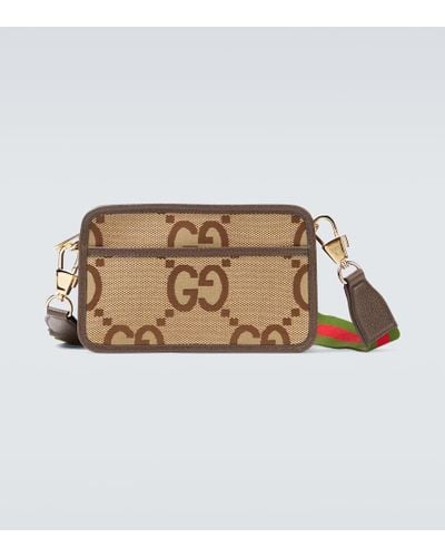 Gucci Mini borsa a tracolla in tessuto Jumbo GG - Marrone