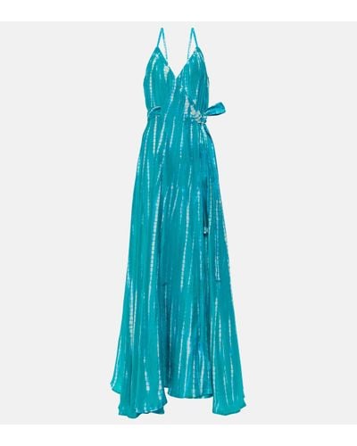 Anna Kosturova Tie-dye Silk Wrap Dress - Blue
