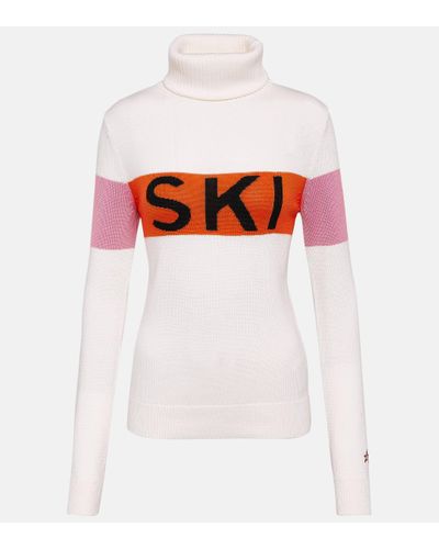 Perfect Moment Colorblocked Wool Turtleneck Jumper - White