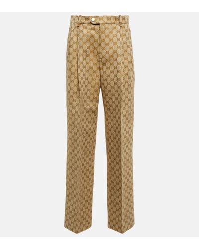 Gucci GG Jacquard Straight Trousers - Natural