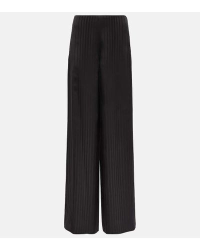 Loro Piana Striped Silk Wide-leg Pants - Black