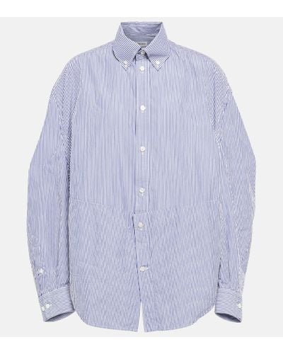 Balenciaga Pinstriped Cotton And Silk Shirt - Blue