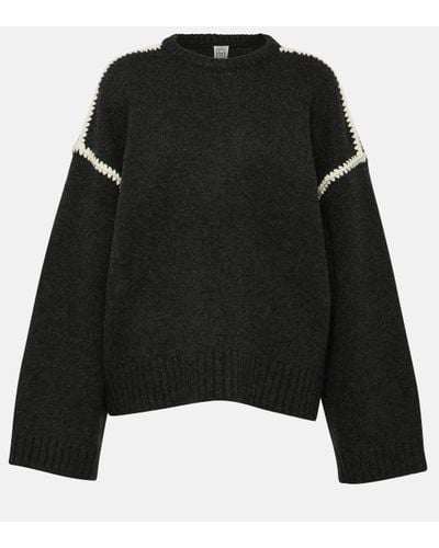 Totême Embroidered Wool And Cashmere Jumper - Black