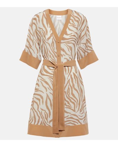 Max Mara Ostenda Zebra-print Silk Wrap Dress - Natural