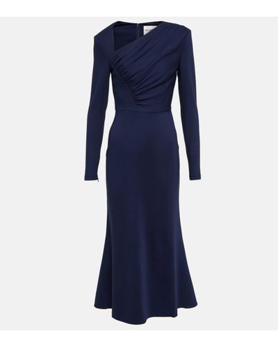 Roland Mouret Asymmetric Cady Midi Dress - Blue