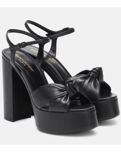 Saint Laurent Knot Detail 145mm Platform Sandals - Black
