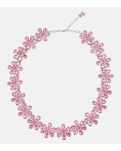 AMINA MUADDI Crystal-embellished Choker - Pink
