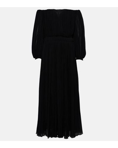 Chloé Off-shoulder Virgin Wool Midi Dress - Black
