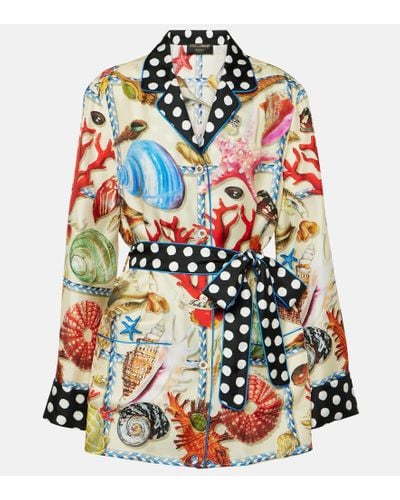 Dolce & Gabbana Bedrucktes Hemd Capri aus Seidensatin - Mehrfarbig