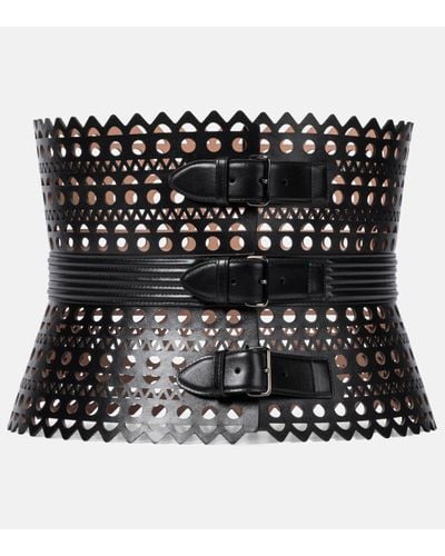 Alaïa Vienne Leather Corset Belt - Black
