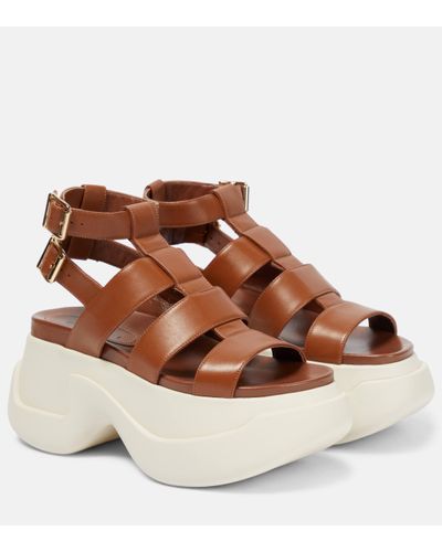 Marni Leather Platform Sandals - Brown