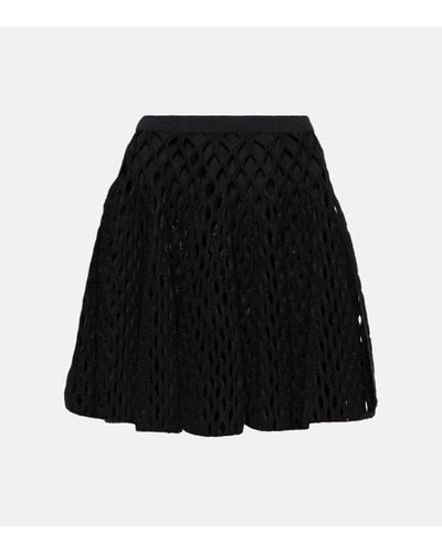 Alaïa Mini-jupe a taille haute en laine melangee - Noir