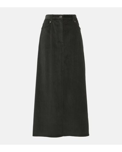 Brunello Cucinelli Cotton Corduroy Maxi Skirt - Black