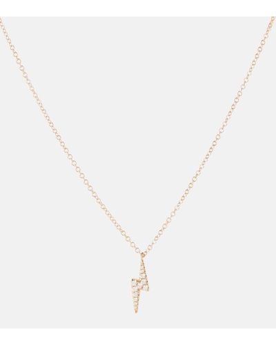 Maria Tash Halskette Lightning Bolt aus 18kt Rosegold mit Diamanten - Mettallic