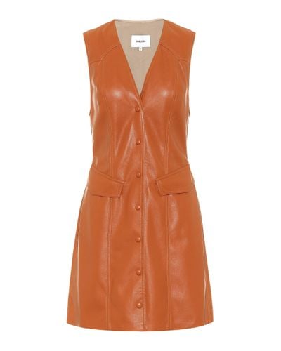 Nanushka Menphi Vegan Leather Button-front Dress - Brown