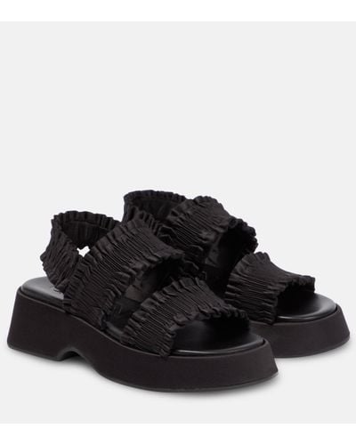 Ganni Smock Platform Sandals - Black