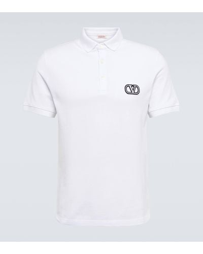 Valentino Vlogo Embroidered Pique Polo Shirt - White