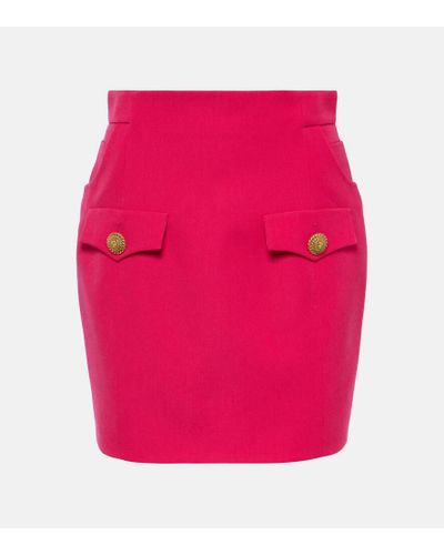 Balmain Virgin Wool Miniskirt - Pink