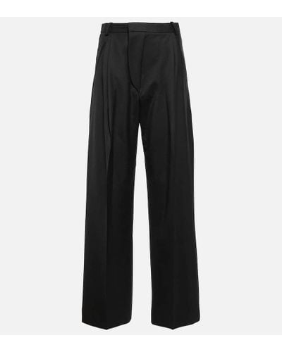 Victoria Beckham Pantalones anchos de tiro alto - Negro