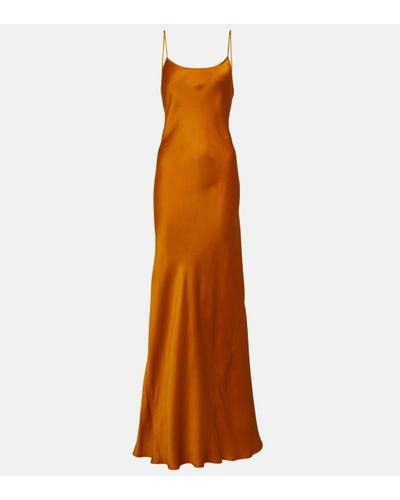 Victoria Beckham Robe longue Cami en satin - Marron