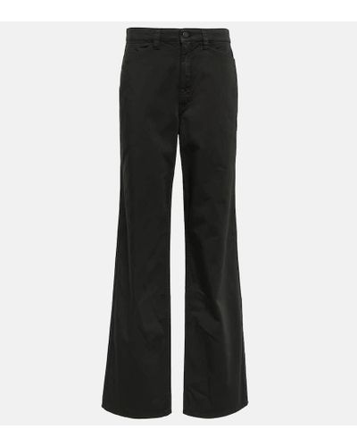 Lemaire High-rise Cotton Satin Pants - Black