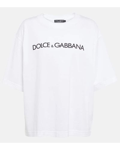 Dolce & Gabbana Camiseta de manga corta de algodón con inscripción Dolce&Gabbana - Blanco