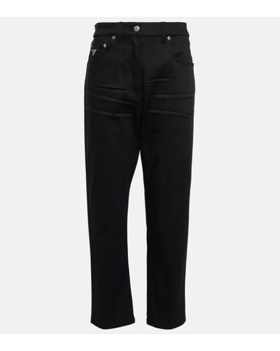 Prada Mid-rise Cropped Straight Jeans - Black