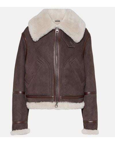 Loro Piana Shearling-trimmed Suede Jacket - Brown