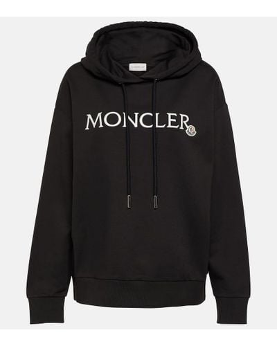 Moncler Felpa in jersey di cotone con cappuccio - Nero