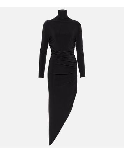 Norma Kamali Turtleneck Draped Jersey Maxi Dress - Black
