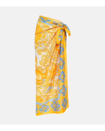 La DoubleJ Printed Cotton And Silk Beach Cover-up - Yellow